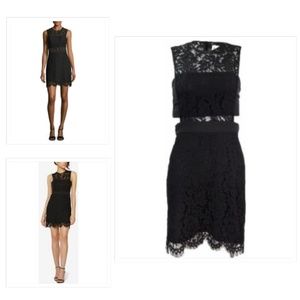Fame and Partners Black Floral Lace Sheath Dress 8
